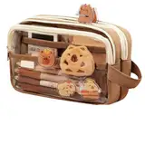Capybara Sachen, 26-teiliges Capybara Federmäppchen Set mit Kuscheltie und Sticker, Ideal für Schule, Perfekt für Jungen und Mädchen, Inklusive 20 Aufkleber, Notizzettel, Anstecknadeln und Anhänger