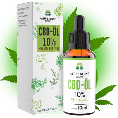 NATURFREUND® Premium CBD Öl 10% für Hunde & Katzen TIERÄRZTLICH GEPRÜFT mit 1000mg Cannabidiol - CBD Tropfen Naturrein Hanföl Cannabisöl Hanftropfen Hanf CBD-Oil - Made in Germany & Zertifiziert 10ml