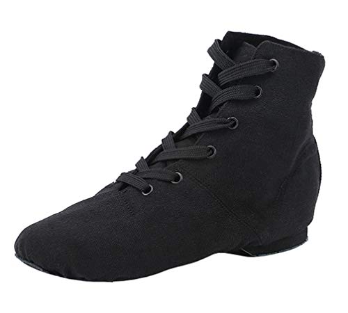 missfiona Jazz Tanzschuhe Damen Jazzschuh Tanzstiefel Segeltuch Ballsaal Tanz Flach(39 EU, Schwarz)