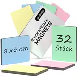 YOURGANIZE® 32 beschreibbare Magnete - 8 x 6 cm (Größe L), 4 Farben - Whiteboard Magnete - wiederbeschreibbare Magnete für Kühlschrank, Whiteboard, Scrum & Kanban Board