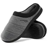 HomeTop Herren Stepppantoffeln Gemütlich Weich Atmungsaktiv Memory Schaumstoff Hausschuhe mit Anti-Rutsch-Gummi-Sohle Dunkelgrau,40-41 EU