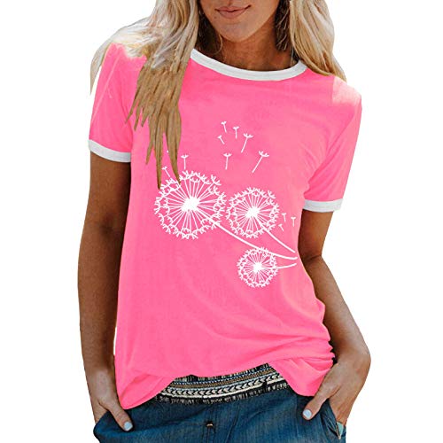Frauen drucken O-Ausschnitt Casual Top Pullover lose Mode Ärmel Kurze T-Shirt Bluse Damenbluse Satin Hose T-Shirt Damen Schwarz Damen Sport Kurzarm Damen T-Shirt Locker
