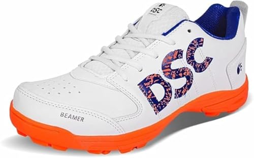 DSC Herren Beamer Cricket Shoes | Fluro Orange/White | for Boys and Men | Light Weight | Durable | 8 UK, 9 US, 42 EU