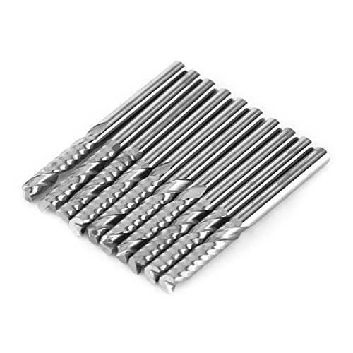 10pcs Single Flötenschneiderende Endmühle mit Wolfram -Carbid, 1/8 -Zoll Schneide, Ideal für Acryl, PVC, MDF, Holzmahlen