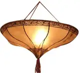 GURU SHOP Henna Leder Deckenlampe/Deckenleuchte - Salem Natur, 20x50x50 cm, Orientalische Deckenlampen