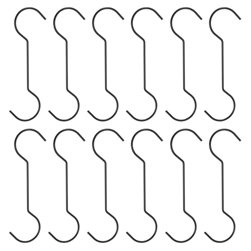 QUARKZMAN S-Haken, 12 Stück 250mm - Edelstahl Große Haken, Doppelte runde S-Form Lange Hängehaken zum Aufhängen von Kleidung, Küchenutensilien, Kleidungsgeschäft (Schwarz)