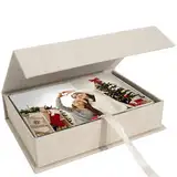 Hiwhy Foto Aufbewahrungsbox 10x15 cm, Leinen-Fotobox, Erinnerungsbox zur Aufbewahrung von Fotos, Bildern, Urkunden, Scrapbooking-Zubehör, Andenken und Schmuck Beige