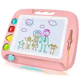 SGILE Große Magnetische Maltafel Zaubertafel, 42x32cm Zeichentafel Zaubermaltafel Malbrett mit 4 Form Stempel für Kinder ab 3 Jahre Geschenk, Hellblau