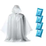 Regenponcho Festival Wasserdicht - Regencape Festival Einweg - Regenponcho Damen & Mann - Regenponcho Transparent mit Kapuze - Notfall Poncho Reise, Wandern, Camping – Einweg Regenponcho 4er-Pack