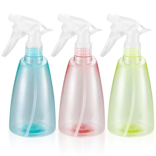 ZWFSDM 3 Stücke Sprühflaschen 500 ml, Wassersprühflasche Pflanzen, Kunststoff Zerstäuber Sprühflaschen, Mister Sprüher für Hausreinigung, Garten, Friseur, Pflanzen, Blumen - Rosa/Grün/Gelb