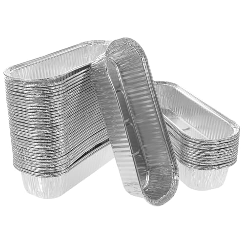 Hoement 50 Stück Blechdosen Aus Aluminiumfolie Mini Kastenformen Zum Mitnehmen Aluminiumbehälter Zum Mitnehmen Camping Grillpfannen Mini Kuchenformen Aluminium Lebensmittelpfannen