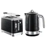 Russell Hobbs Inspire Schwarz Frühstückset: Wasserkocher [1,7l, 2400W] 24361-70 und Toaster [für 2 Scheiben] 24371-56