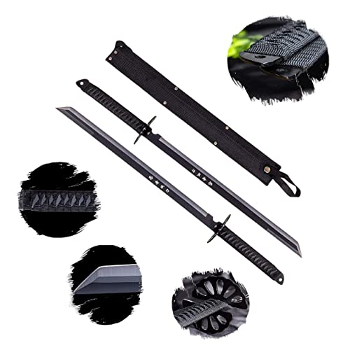 Katana Schwert Scharf zum Training 68 cm - 2 x Samurai Schwerter Scharf Echt für Erwachsene - Ninja Katana Metall Set - 18 Jahre Erforderlich HK-6183 - Edelstahl 3Cr13g