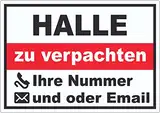 Halle zu verpachten Aufkleber A8 (52x74mm)