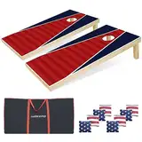 Cornhole Spiel Verordnung Größe 90x60cm Massivholz Sackloch Spiel Set mit 2 Corn Hole Boards, 8 Sitzsack und 1 Tragetasche Cornhole Spiel für Draußen Strand Erwachsene Wettbewerbe Wurfspiel Corn Hole