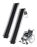 FoundGo 2 STK. Teleskop Rollstuhlrampe [Max. 300kg 74.5/121cm] Aluminium Rampe rutschfeste Teleskoprampe inkl. Tragetasche Auffahrrampe für Manueller Rollstuhl Treppen Fahrrad