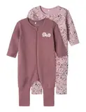 NAME IT Baby - Mädchen Nbfnightsuit 2p Zip Ff Grape Flower Noos Schlafanzug, Grape Shake, 104 EU