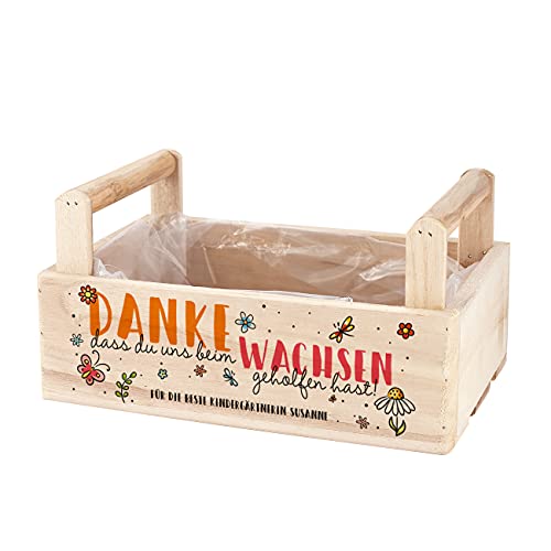 Herz & Heim® Erzieher-Geschenk für Kindergarten oder Grundschule - Pflanzkiste mit Aufdruck Uns