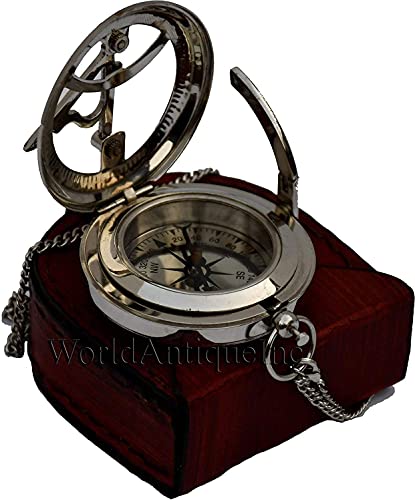 gravierter Kompass, Personalisierter Kompass, Hochzeitsgeschenk, Trauzeugengeschenk, Hochzeitsandenken, Weihnachten, Taufe, Abschluss, Pfadfinder, Sonnenuhr, Nautik, Jubiläum, Vatertag (Silver Finish)