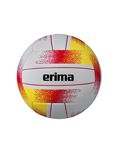Erima Unisex – Erwachsene Allround Volleyball (7402302), weiß/rot/gelb, 5