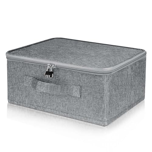 Abschließbare Box, Aufbewahrungsbox mit Deckel, Kiste mit Schloss, Boxen Aufbewahrung, Faltbare Stoffbox mit Griffen, Verschließbare Box Für Kleidung Toys (30x20x14 cm)