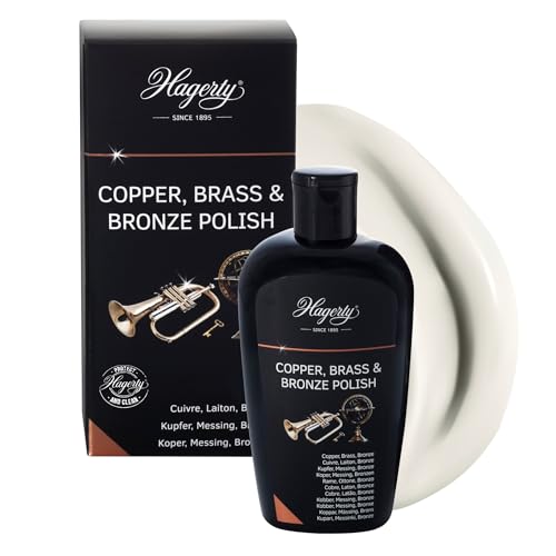 Hagerty Copper Brass & Bronze Polish 250 ml I Effiziente Bronze Messing Kupfer-Politur für erneuerten Glanz I Polierpaste für Vasen Skulpturen Kupfergeschirr Dekorationsartikel Musikinstrumente usw