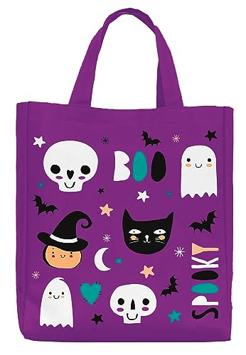 Folat 23854 23854-Happy Leckerli Taschen Lila,Tragetaschen Party Geschenktüten Wiederverwendbar mit Griffen für Halloween Süßes oder Saures Gastgeschenke für Kinder, Partytüte, Mehrfarbig