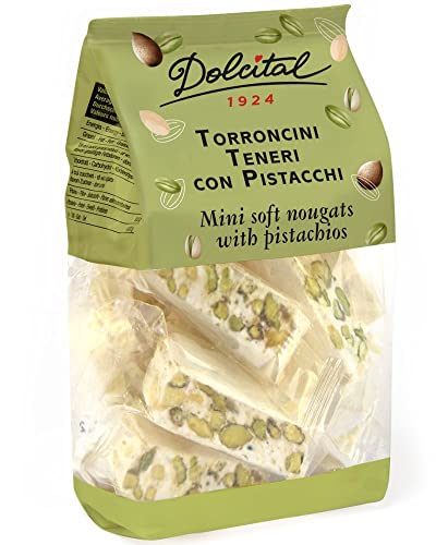Torroncini mit Mandeln und Pistazien, soft, Torroncini Teneri Mini Pistacchi, 130g, weißer Nougat, Dolcital