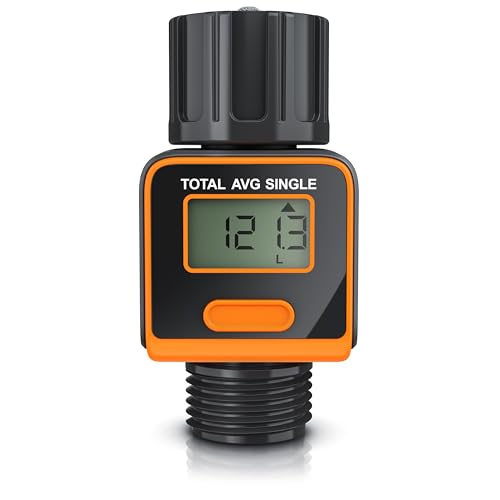 Brandson - Wasserzähler Wasseruhr digital - Durchflussmesser - praktische Wasseruhr für den Garten - 4 Modi zur Kontrolle des Wasserverbrauchs - Wassermengenzähler - Innen- und Außeneinsatz