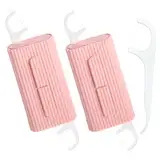 Zahnseide Etui 2 Stück Zahnseide Spender Halter Tragbare Automatisches Zahnseides Boxen Organizer Nachfüllbarer Halter Kunststoff für Zuhause, Reisen, Zahnreinigung-Rosa