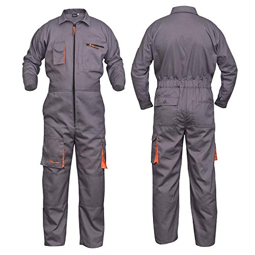 NORMAN Grau Arbeitskleidung Herren Latzhose Monteuranzug Overalls Mechanik Overall Schutz (L)