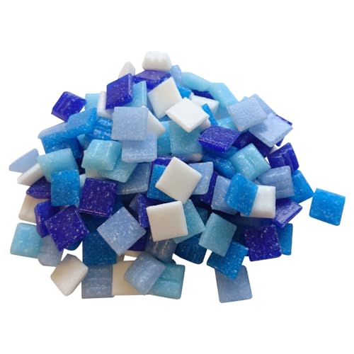 Zimasi 900g Glasmosaiksteine – 1x1 cm, ca. 1350 Stück – Premiumqualität für DIY-Projekte, Basteln, Mosaikdekorationen – Verlegefläche ca. 36 x 36 cm – Innen- und Außenbereich (Blaumix)