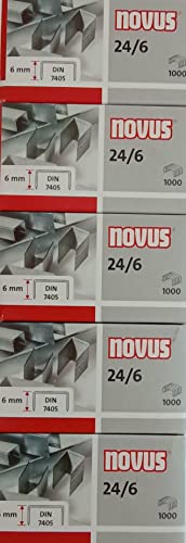 Novus Heftklammer 24/6, verzinkt, 1000 Stück (5er Spar-Pack)