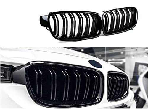 Gangying F30 F31 Nieren Schwarz Kühlergrill Streifen F30 Kühlergrill für BMW 3er f30 Nieren Schwarz f30 f31Grill Glanz Schwarz Doppelsteg Sport Kühlergrill 2012-2018