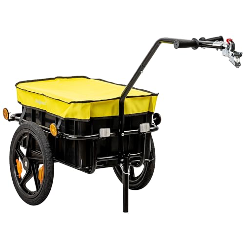 Zelsius Fahrradanhänger Transport | 68 Liter | Transportwagen, Fahrradwagen, Handwagen | Anhänger für Fahrrad, Lastenanhänger mit Kunststoffwanne | Transportanhänger, Transportbox, Radanhänger