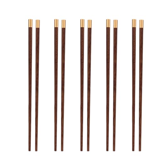 Baxnore 5 Paar Wenge Wood -Essstäbchen Set, handgefertigtes wiederverwendbares Tischgeschirr, Speiseutensilien für das Hochzeitsgeschäft anwesend