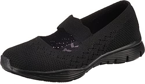 Skechers Damen technisiert gestrickt, (Seager-Power Hitter-Engineered Knit Mary Jane), schwarz/schwarz, 35.5 EU