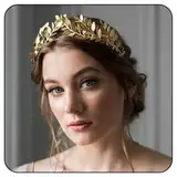 Handcess Griechische Göttin Tiara Blatt Gold Krone Stirnband Kostüm Kopfbedeckung Blätter Braut Kopfbedeckung für Frauen