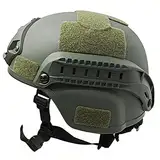 Taktischer Helm Schneller Airsoft Helm, Schutzhelm mit Polstern und Seitenschienen Crashhelm für Freizeit Outdoor Paintball Kampfhelm Kampfhelm Top Helm 22.05-23.62inch,grün