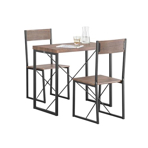 SoBuy OGT19-N 3-teilig Essgruppe Esstisch mit 2 Stühlen Sitzgruppe Küche Küchentisch Holztisch Balkontisch im Industrial-Look