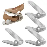 Pineeseatile Schuhstacker Schuhschlitzorganisator 4pcs Verstellbarer Schuhstapler 4 Level PP Schuhspace Sparer Dual -Layer -Schuh -Organisatoren für Schrank, Grau