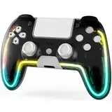 KENNEAS Kabelloser Controller kompatibel mit PS4/Pro/Slim, Transparentes Gamepad mit RGB-Licht, Großer 800-mAH-Akku für 12 Stunden Spielzeit, 6-Achsen-Gyro-Sensor