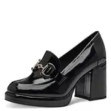 MARCO TOZZI Damen Loafer mit Absatz Lack Vegan, Schwarz (Black Patent), 39 EU