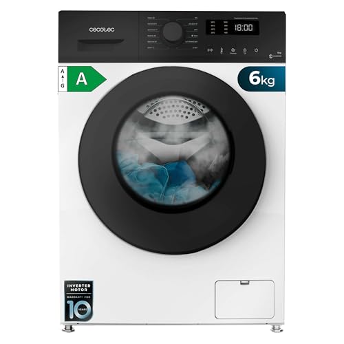 Cecotec Waschmaschine 6 kg Bolero DressCode 6150 Inverter A, klasse A, 1000 U/min, Inverter Plus Motor, Steam Max, 12 Programme, Trommelreinigung, Verzögerter Start, Kindersicherung, LED-Display