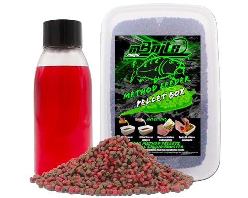 Angel-Berger Magic Baits Method Feeder Pellet Box Pellet Set (Red Garlic, 500g)