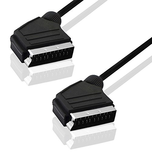 BestPlug 50cm Audio Video Kabel, Scart Stecker auf Scart Stecker, voll belegt, Schwarz