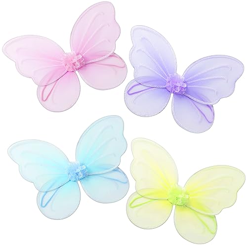 Butterfly Craze Fee, Engel, Schmetterlingsflügel für Mädchen – Kostümzubehör und Partygeschenke oder Zubehör, für die Geburtstagsfeier Ihrer Kleinen, in den Farben Blau, Grün, Rosa und Lila, 4 Stück