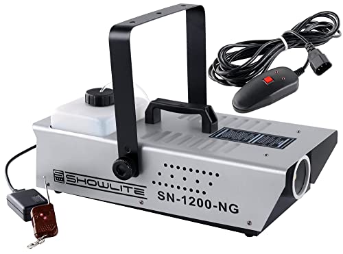 Showlite SN-1200 Nebelmaschine (1200W, 500m³ Nebelausstoß/min, 7 Min. Aufwärmzeit) inkl. Funk Fernbedienung