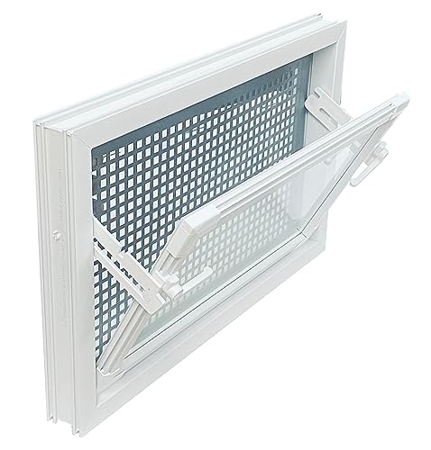 Kellerfenster weiss 60 x 30 cm Einfachglas incl. Schutzgitter, Insektenschutz, 4 Fensterbauschrauben, Fensterkeile