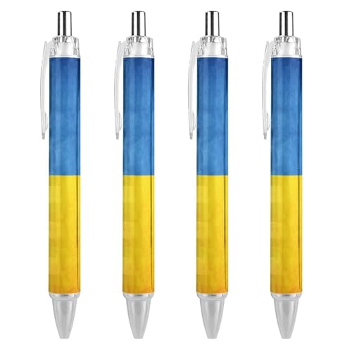 Novaj Kugelschreiber im Vintage-Stil, ukrainische Flagge, niedlicher Kugelschreiber, einziehbar, feine Spitze, 0,5 mm, glattes Schreiben für Zuhause und Büro